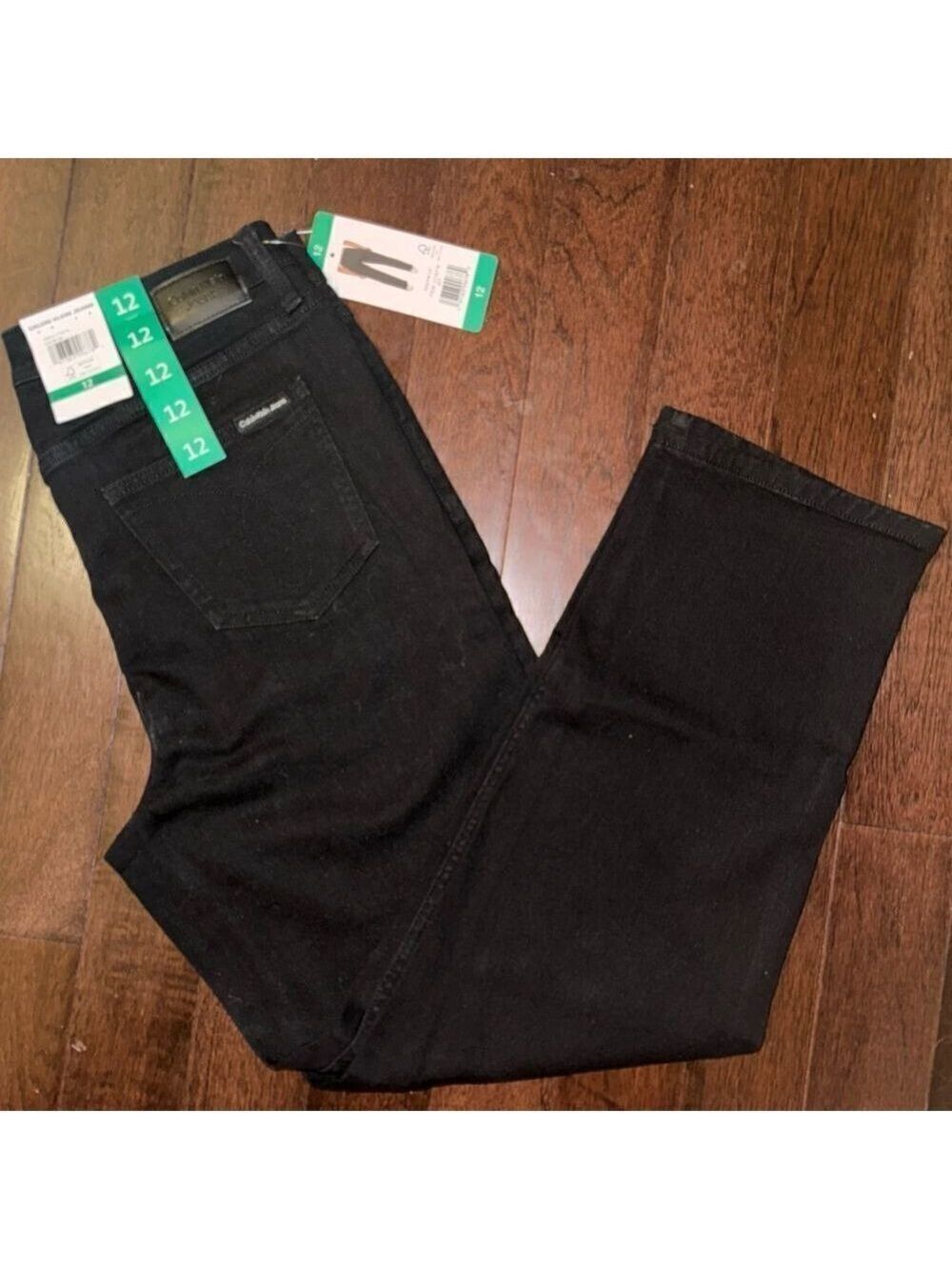 Calvin Klein Jeans High Rise Straight Leg Jeans Black - Picture 3 of 6